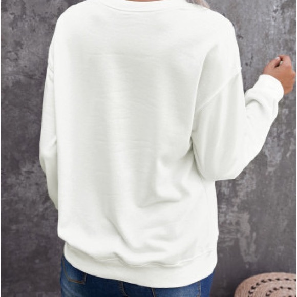 White Plain Crew Neck Pullover Sweatshirt - Picture 10 of 14